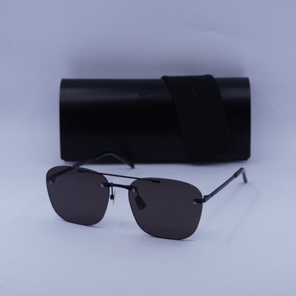 Saint Laurent SL309 RIMLESS 001 Aviator Sunglasses - Black - Picture 1 of 12
